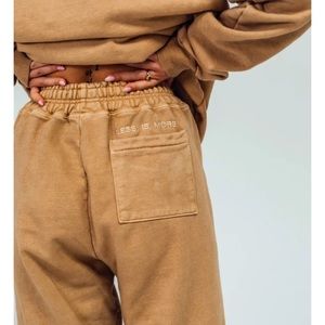 Less is More sweats SET XL sweatshirt sweatpants LessisMore tan lounge embroider